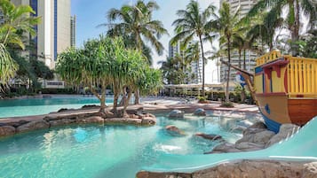 Indoor pool, outdoor pool, pool loungers