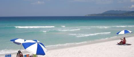 On the beach, white sand