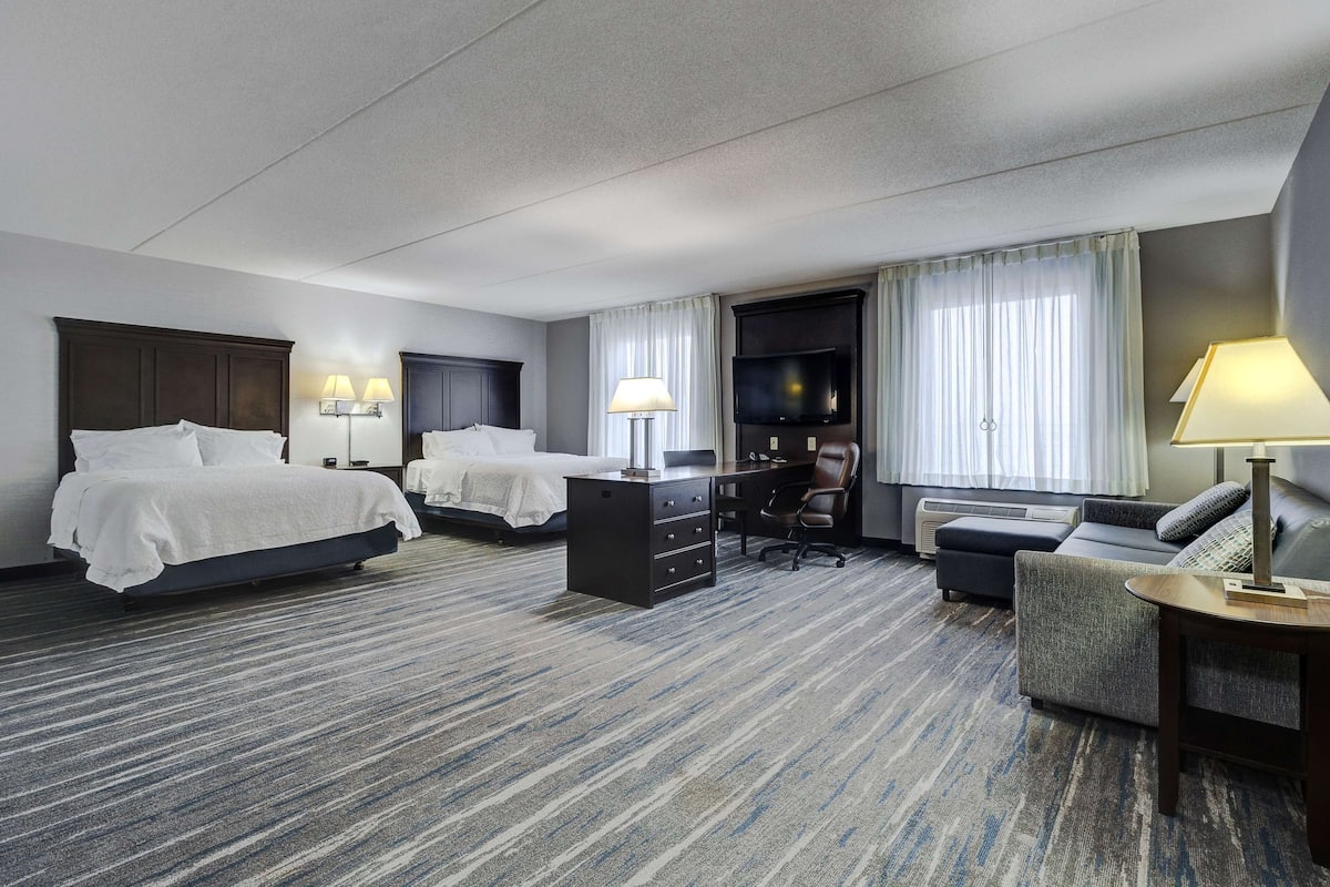 Studio, 2 Queen Beds, Accessible, Kitchen (Mobiltity, Roll-In Shower) | Hypo-allergenic bedding, in-room safe, desk, laptop workspace