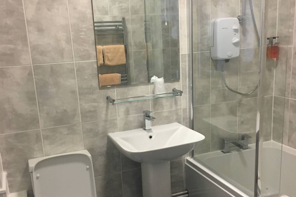 basic double room, 1 double bed | bathroom | shower, rainfall showerhead, free toiletries, hair dryer