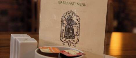 Le menu du petit-déjeuner à l’hôtel Abbots Mead.
