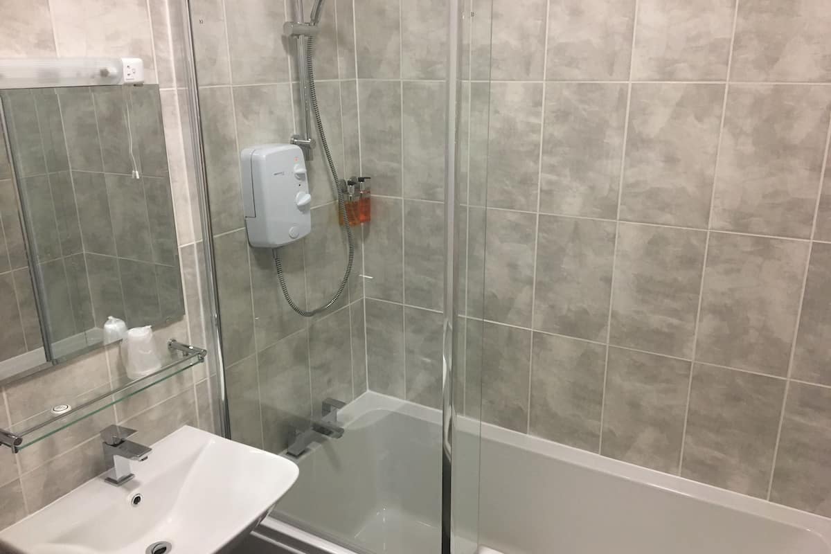 basic double room, 1 double bed | bathroom | shower, rainfall showerhead, free toiletries, hair dryer