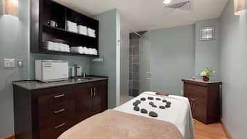 Couples treatment rooms, sauna, hot tub, body treatments, body wraps