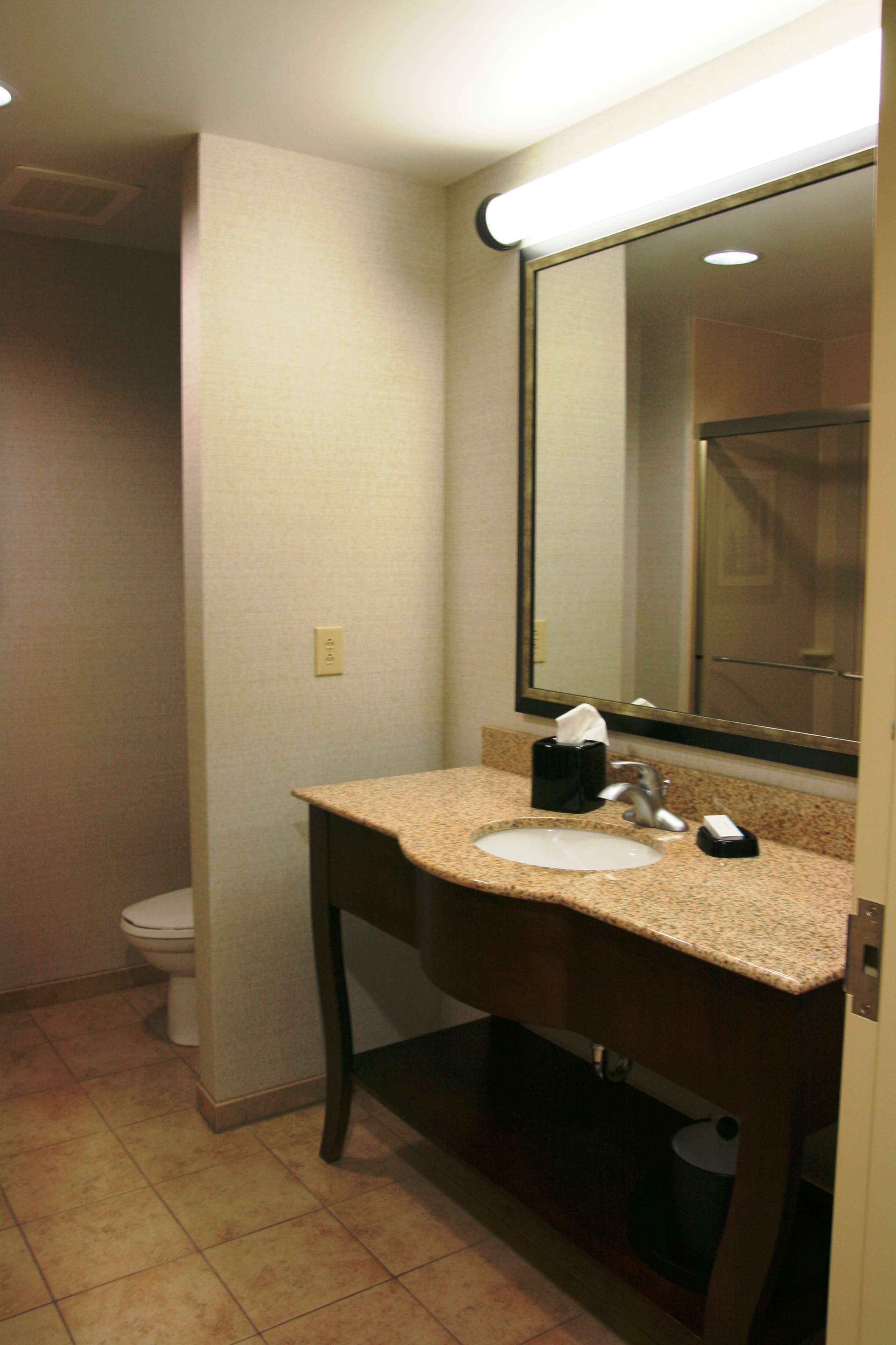 combined shower/bathtub, free toiletries, hair dryer, towels