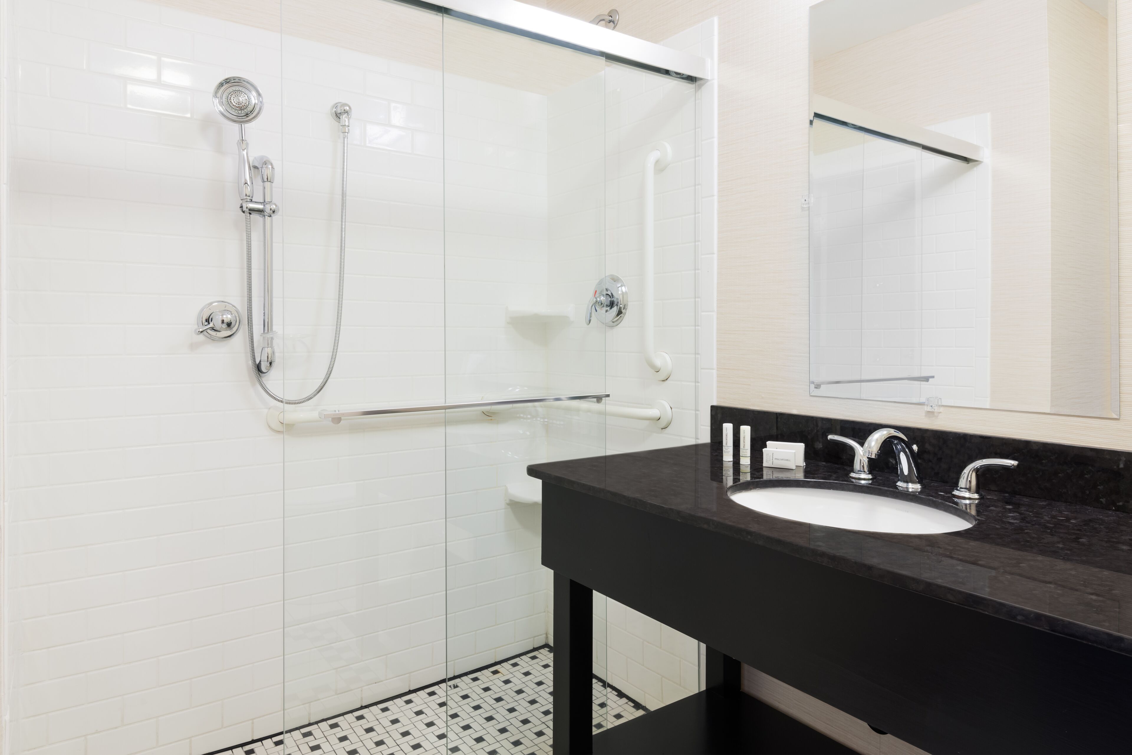 free toiletries, hair dryer, towels