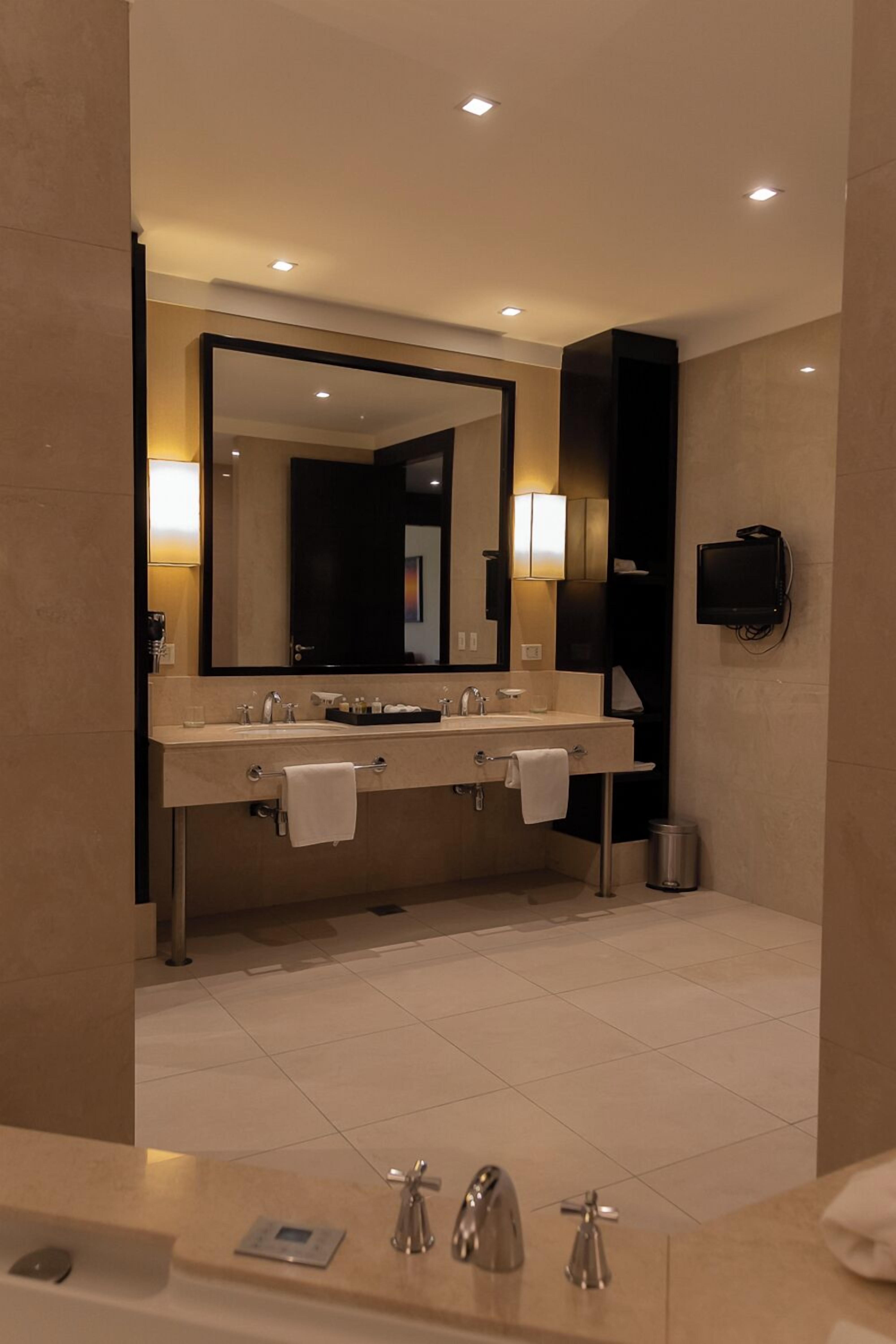 presidential studio suite | bathroom | combined shower/bathtub, deep-soaking bathtub, free toiletries