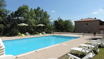 Outdoor pool, open 10:00 AM to 8:30 PM, sun loungers