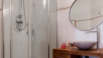 Bathroom | Shower, hair dryer, towels, soap