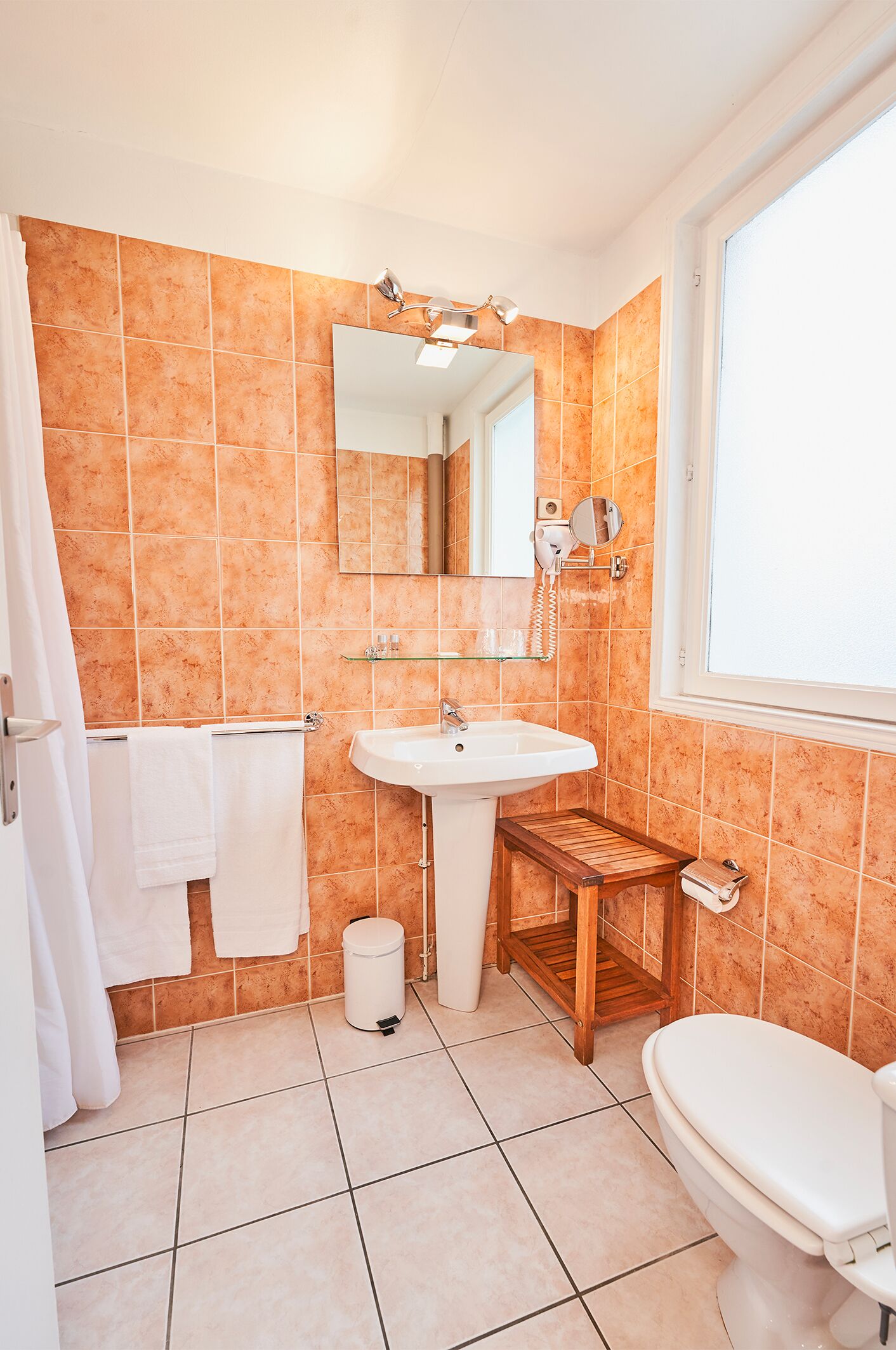 free toiletries, hair dryer, towels