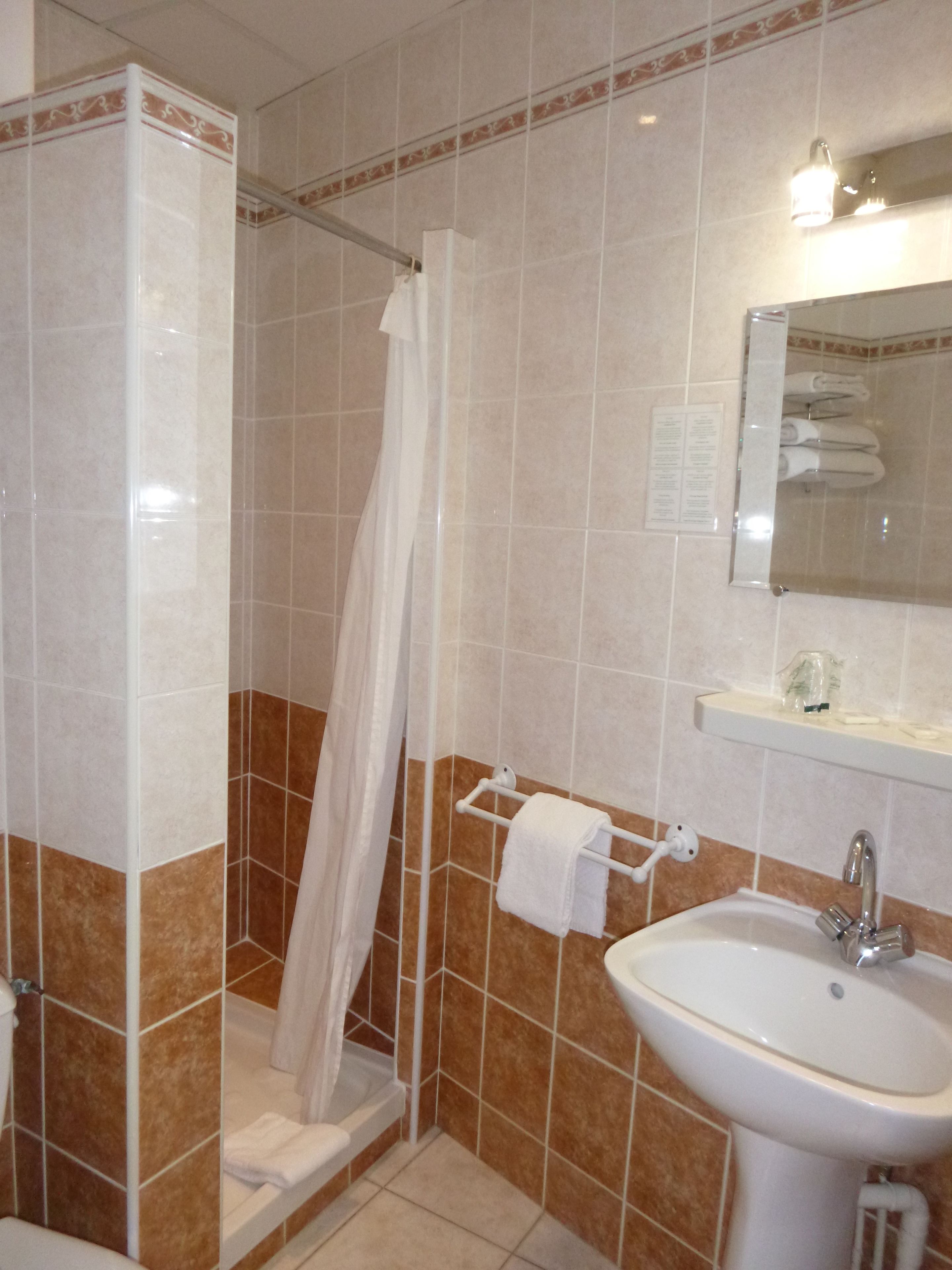 standard twin room | bathroom | combined shower/bathtub, free toiletries, hair dryer, towels