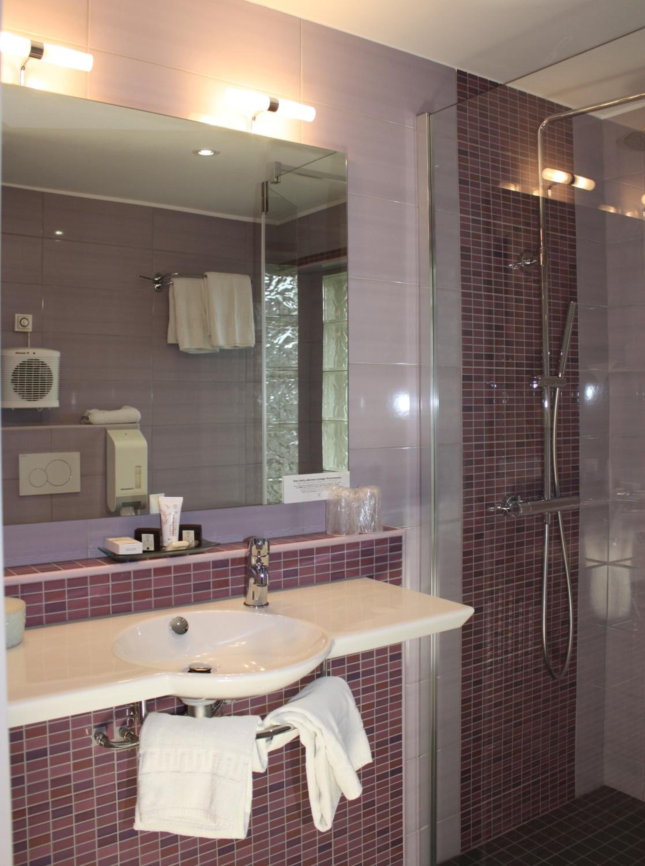 free toiletries, hair dryer, bathrobes, towels