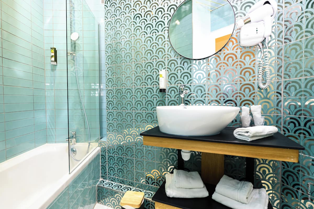 classic double or twin room | bathroom | hair dryer, towels