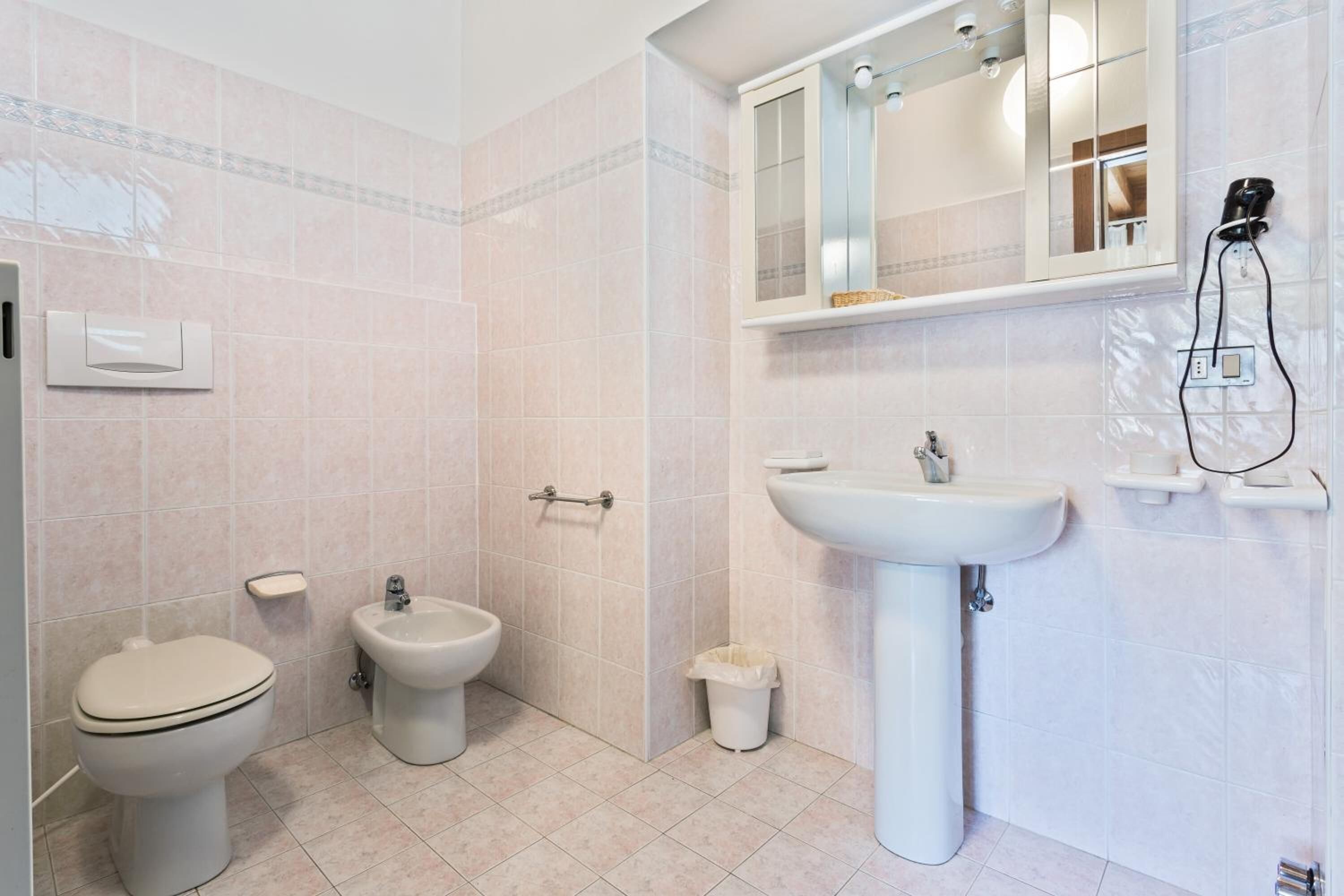 shower, free toiletries, hair dryer, bidet