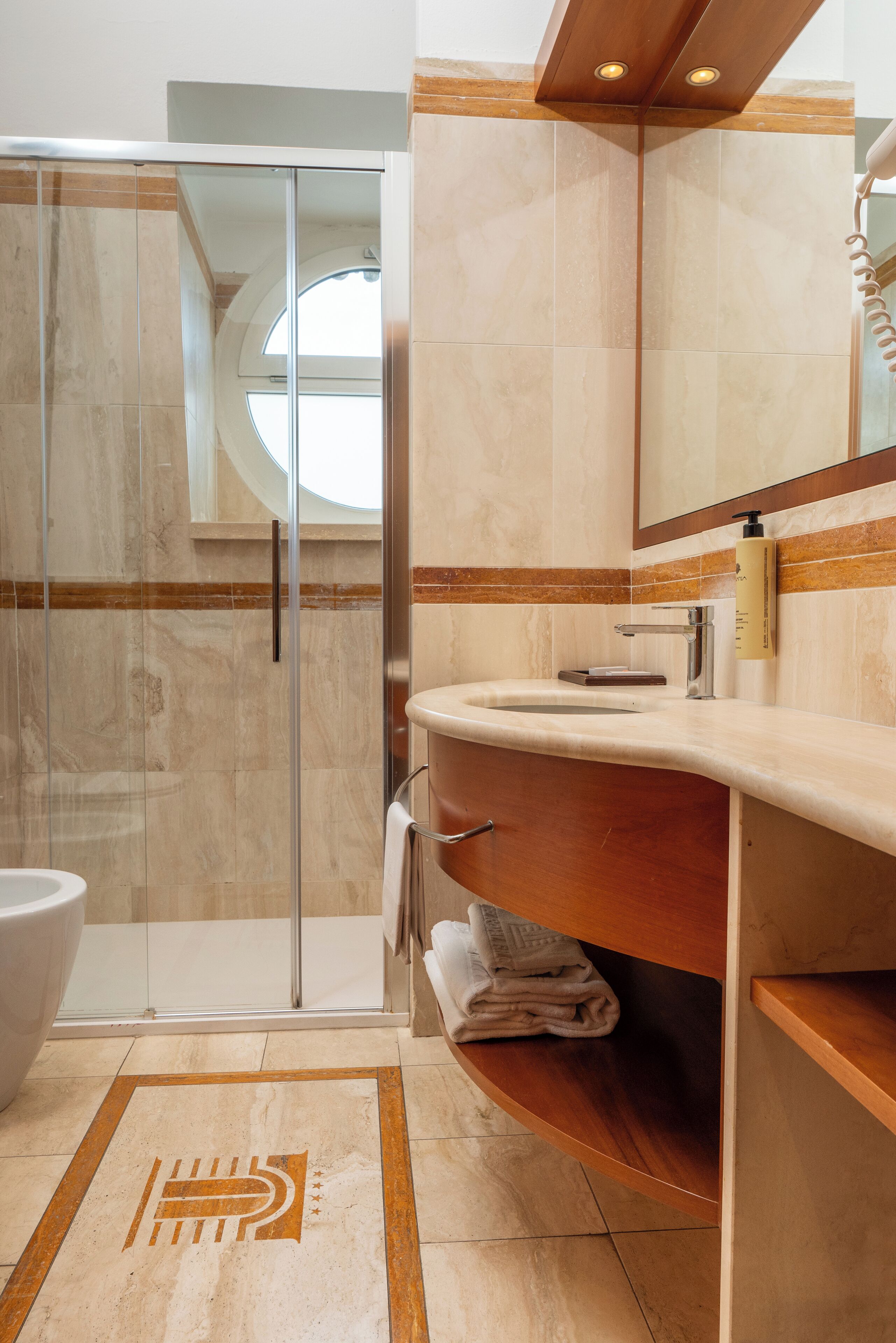 shower, hair dryer, slippers, bidet