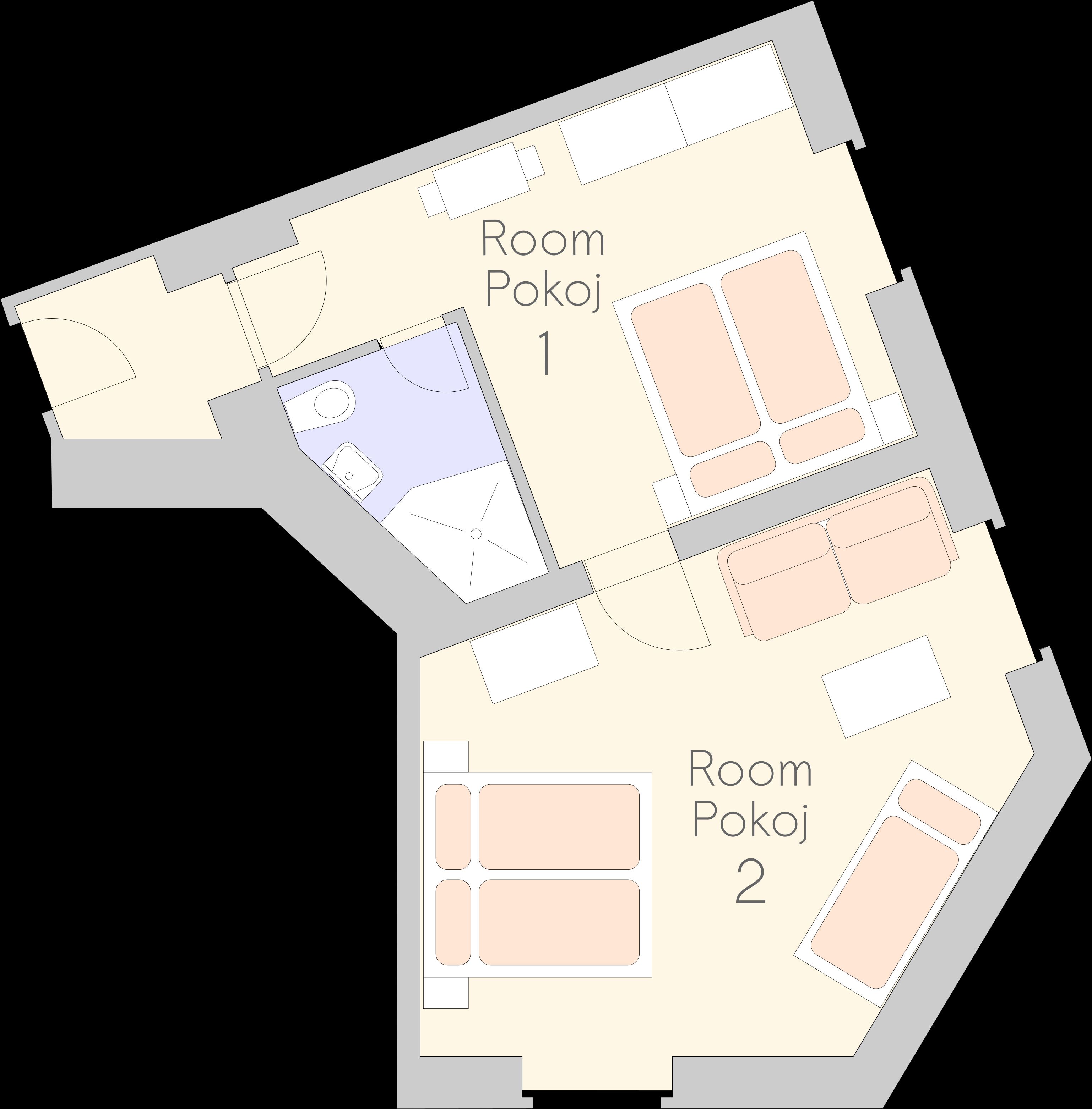 apartment, 2 bedrooms (5 adults) | floor plan