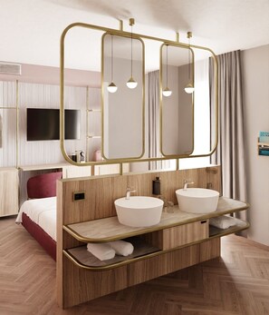 Superior-Zimmer, 1 Doppelbett, Balkon, Poolblick | Minibar, Zimmersafe, schallisolierte Zimmer, Bettwäsche