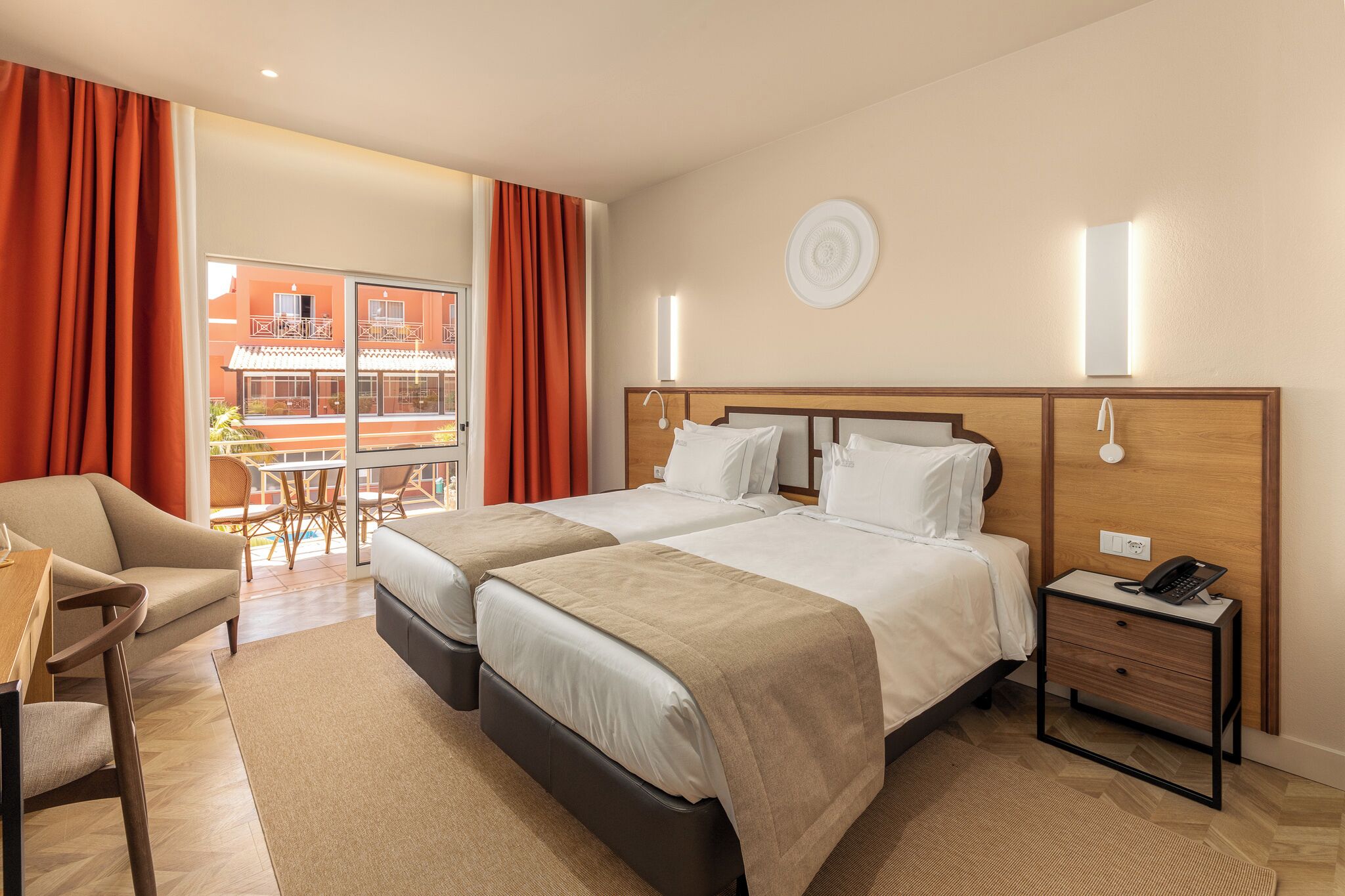 twin room, sea view | 1 bedroom, in-room safe, desk, blackout curtains