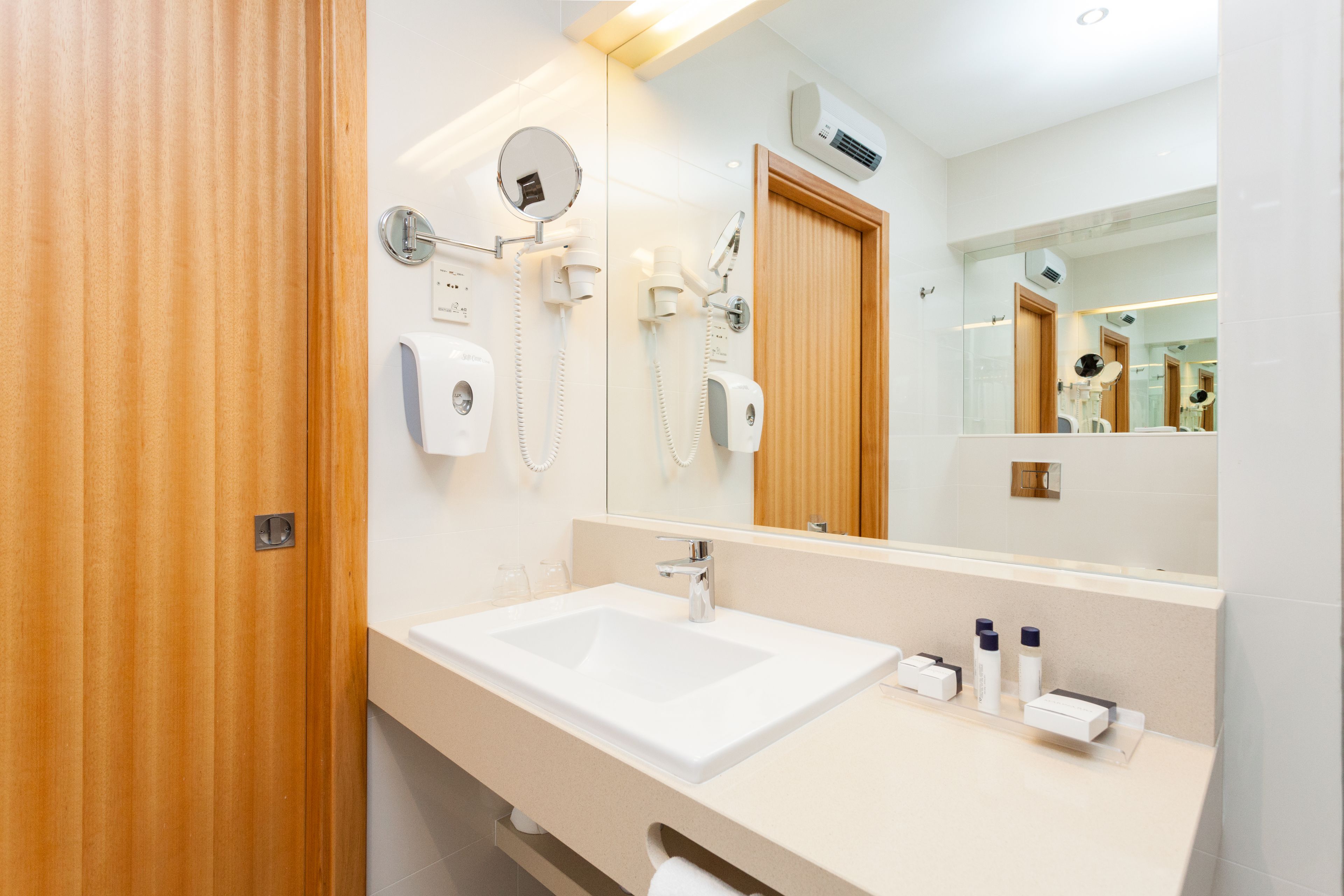 free toiletries, hair dryer, bathrobes, slippers