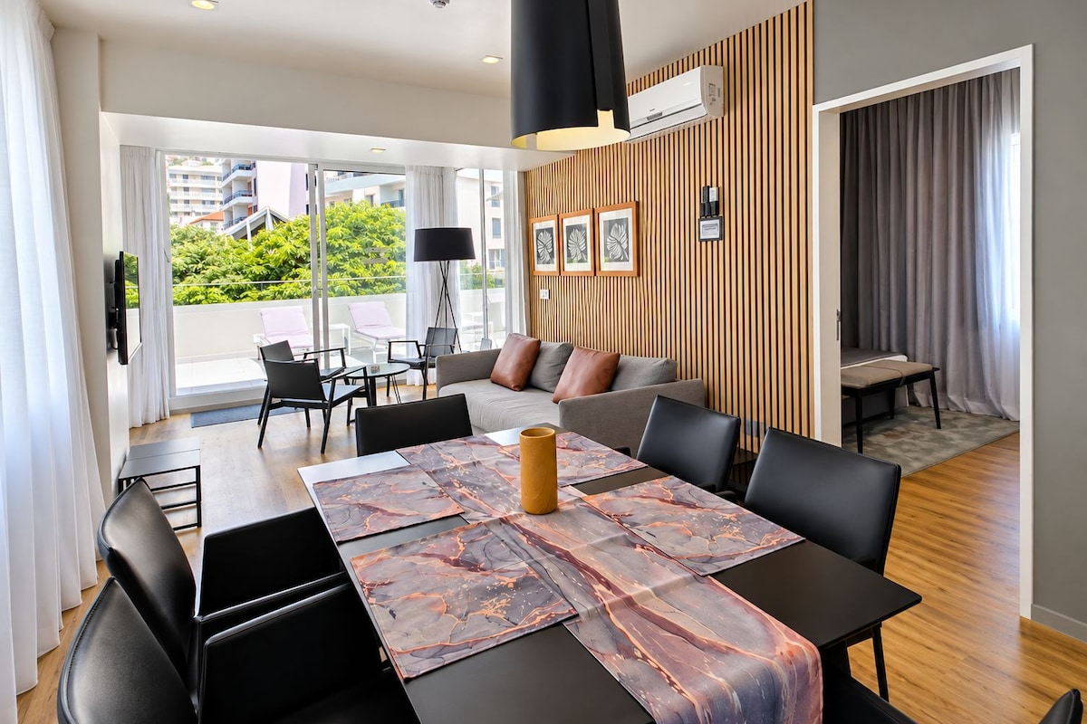 Premium Suite, 2 Bedrooms, Non Smoking, Kitchenette | Living area | 43-inch TV with cable channels