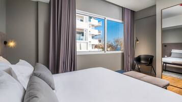 Hypo-allergenic bedding, individually decorated, laptop workspace