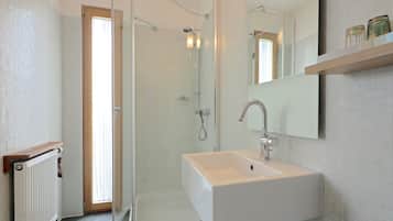Free toiletries, hair dryer, heated floors, towels