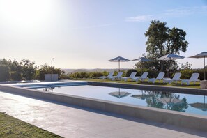 Outdoor pool, pool loungers
