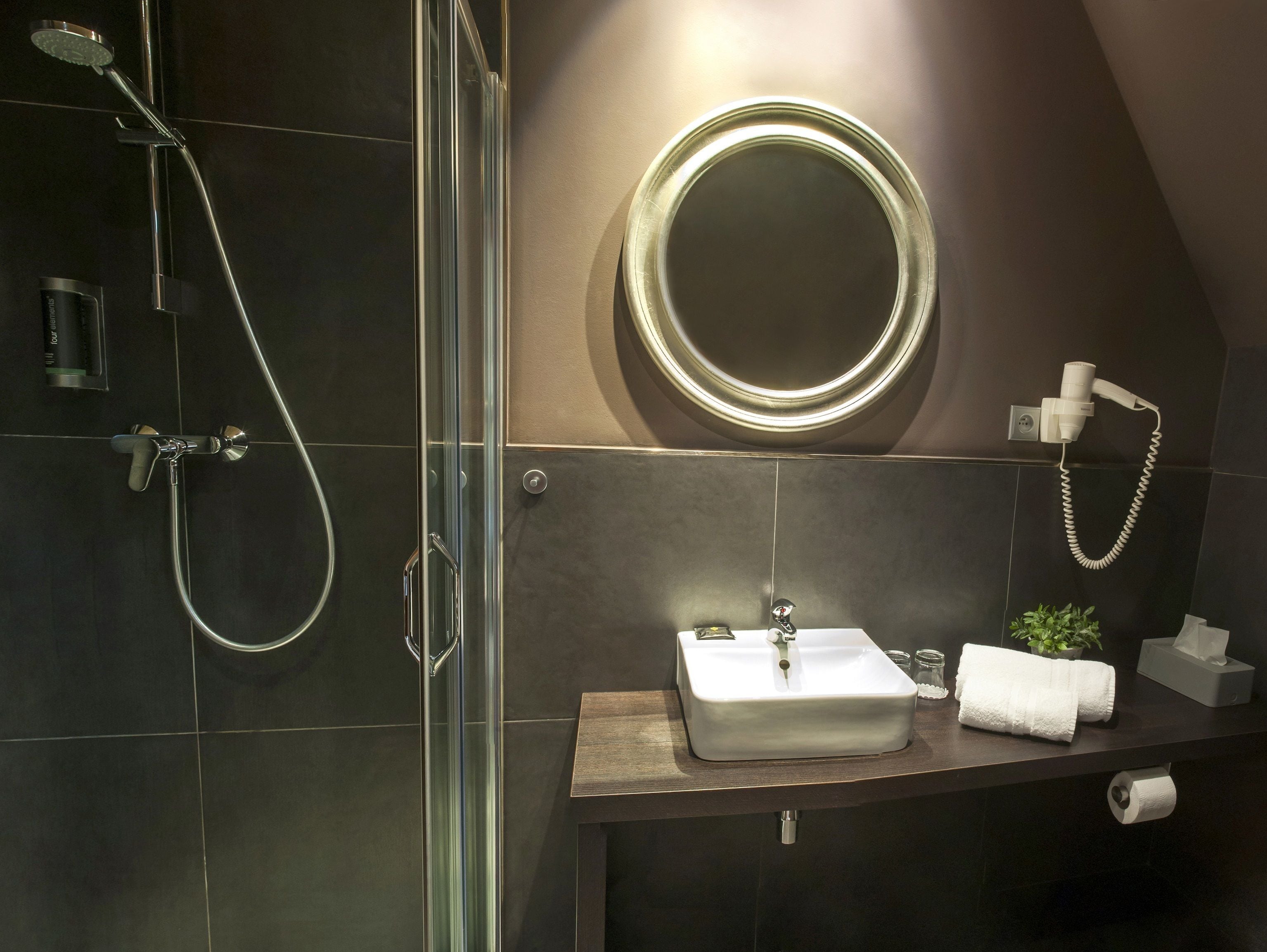 single room | bathroom | hair dryer, towels