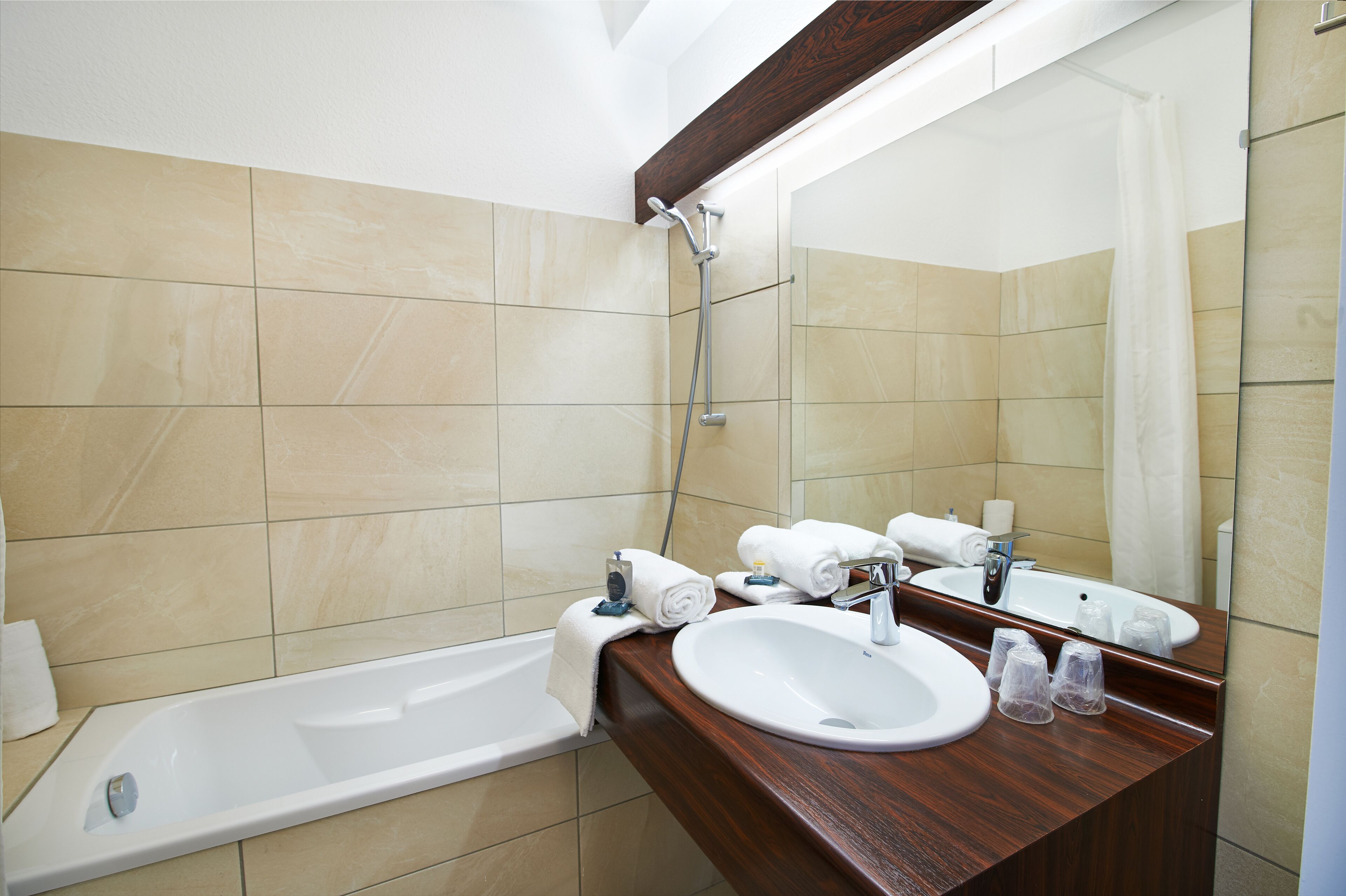 free toiletries, hair dryer, towels