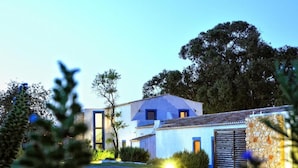 A modern house with a swimming pool, surrounded by greenery and trees. - Quinta do Mel (Albufeira)
