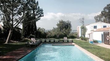 Outdoor pool, sun loungers