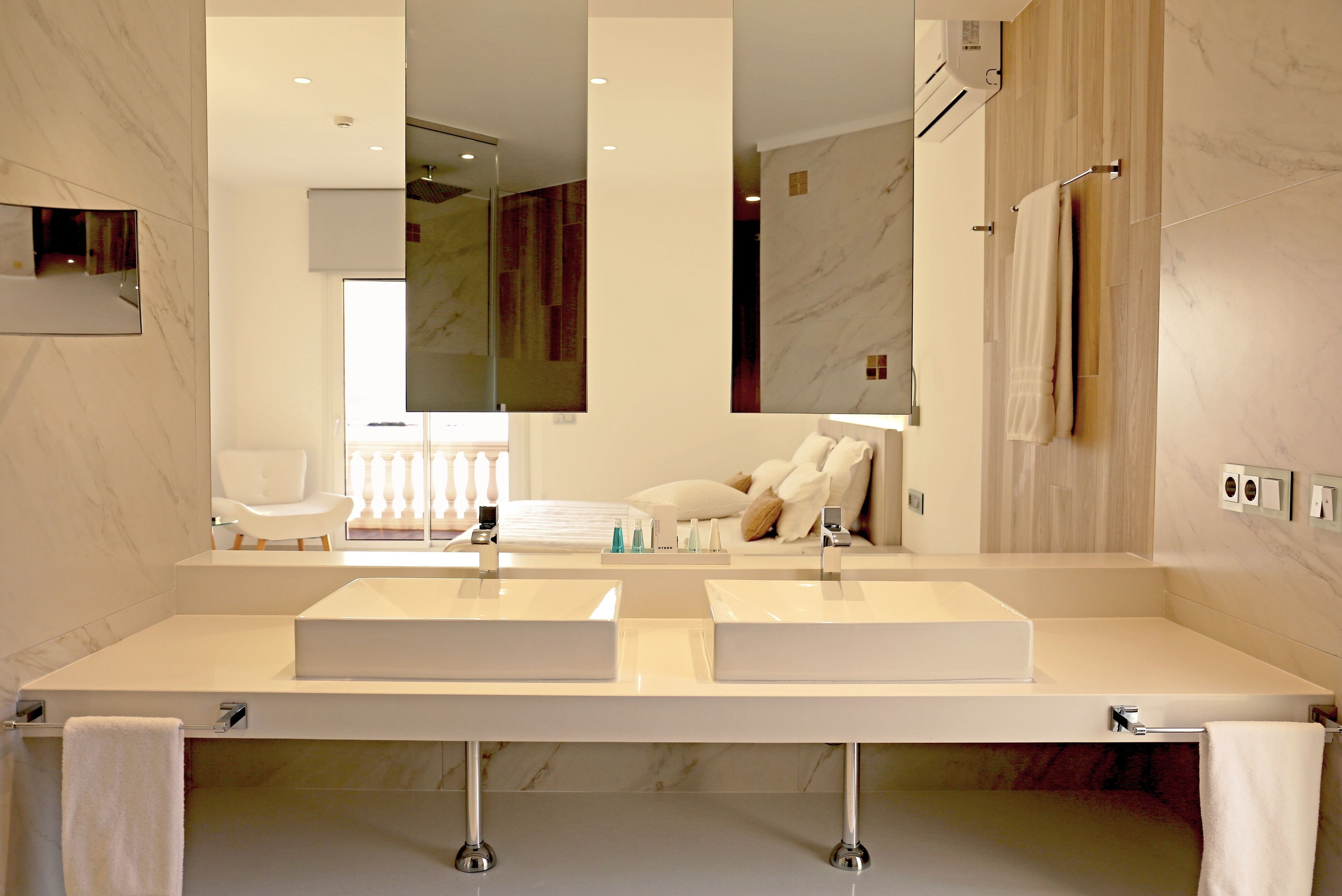 free toiletries, hair dryer, bathrobes, towels