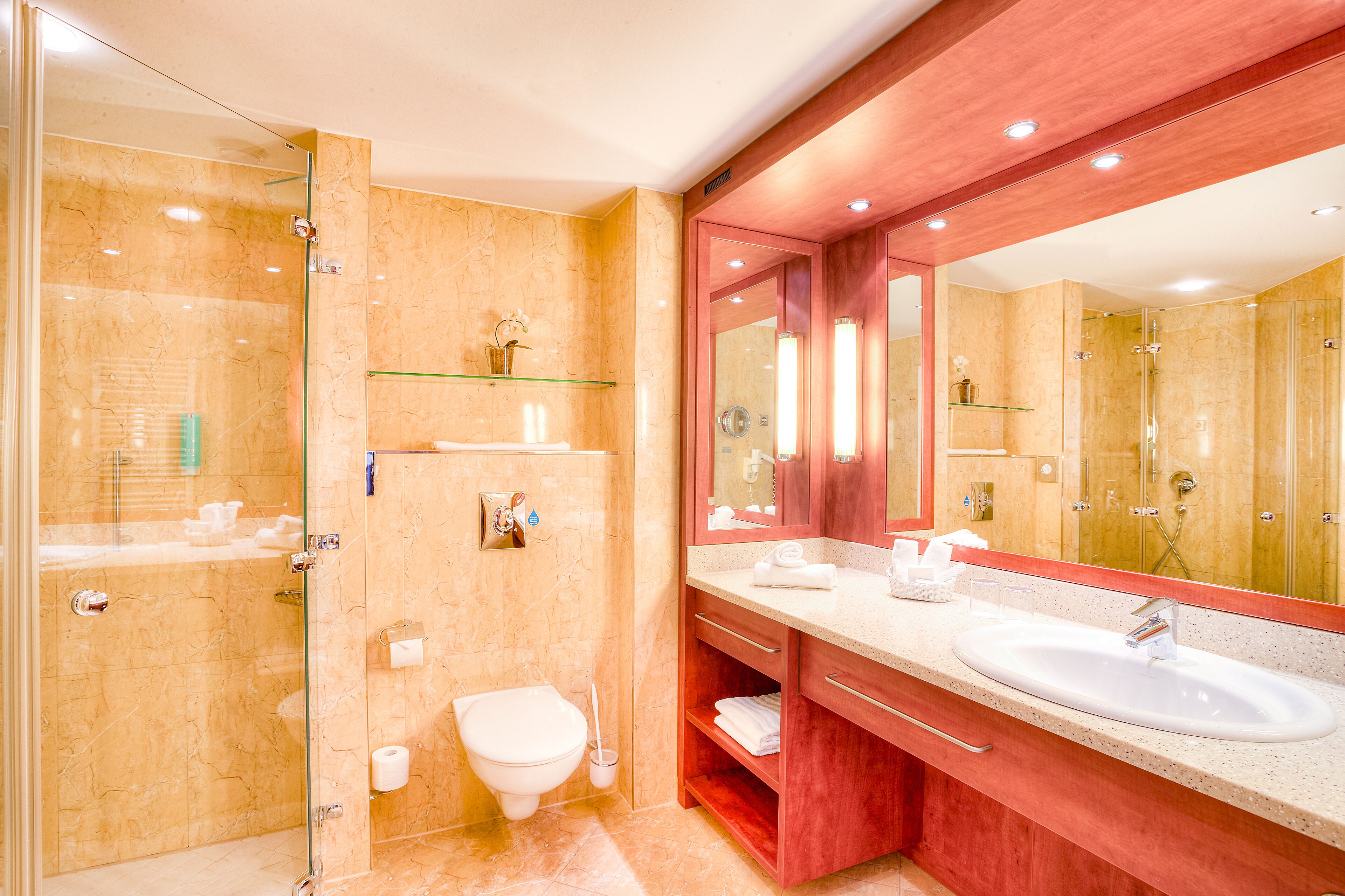 free toiletries, hair dryer, bathrobes, towels