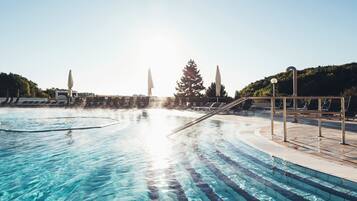 5 indoor pools, 11 outdoor pools, open 7 AM to 9 PM, pool umbrellas