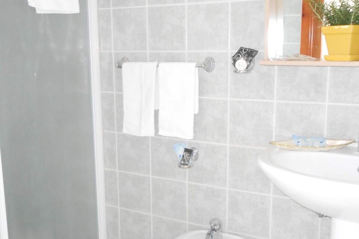 bathroom | shower, rainfall showerhead, free toiletries, hair dryer