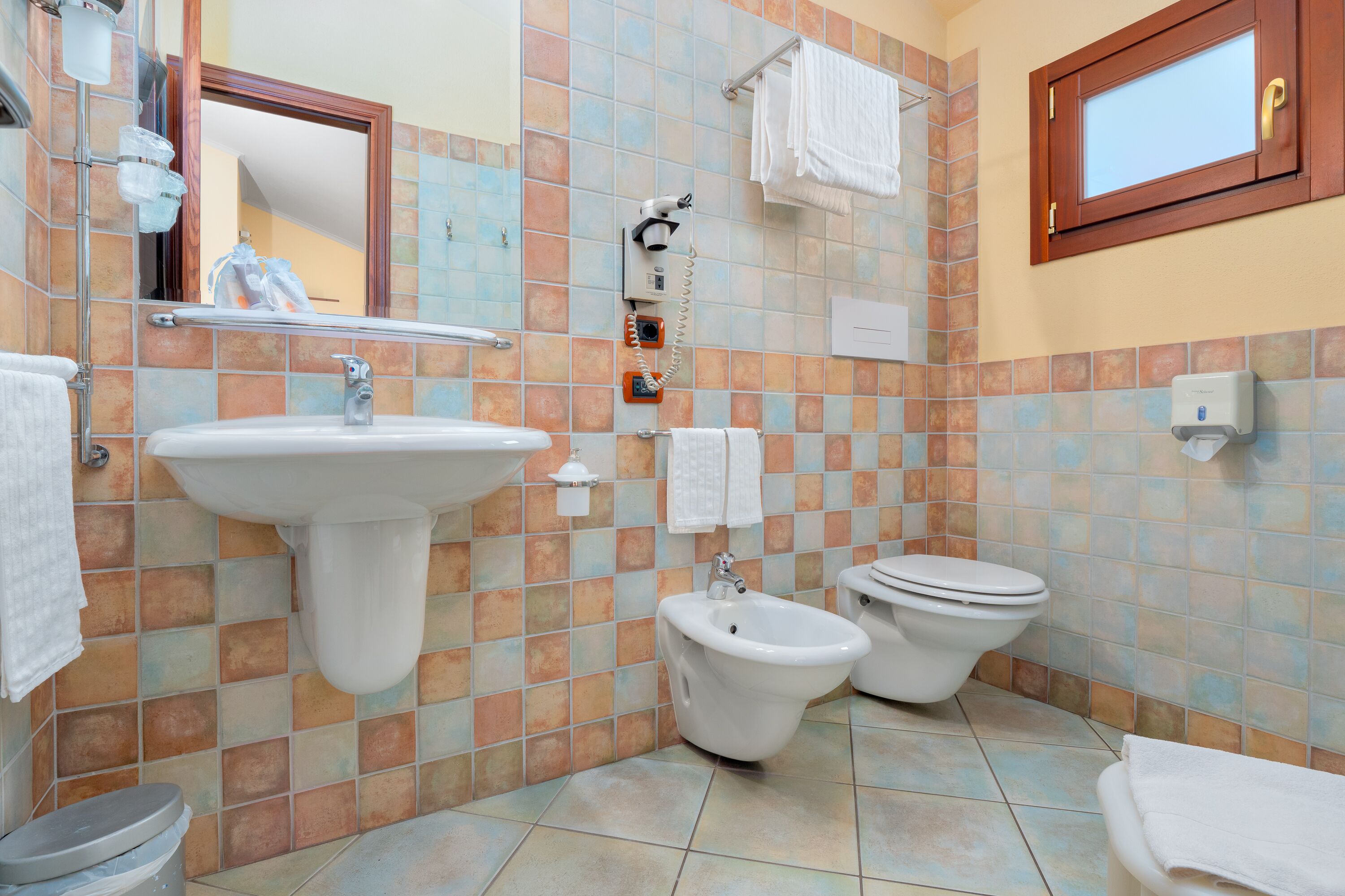 shower, free toiletries, hair dryer, bidet