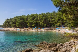 Beach nearby, sun loungers, beach umbrellas, beach towels
