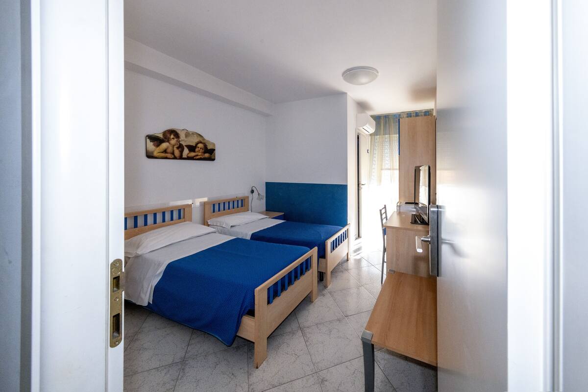 Pillowtop beds, desk, laptop workspace, iron/ironing board
