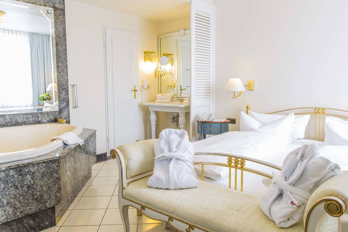 shower, free toiletries, hair dryer, bathrobes