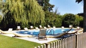 Outdoor pool, pool loungers