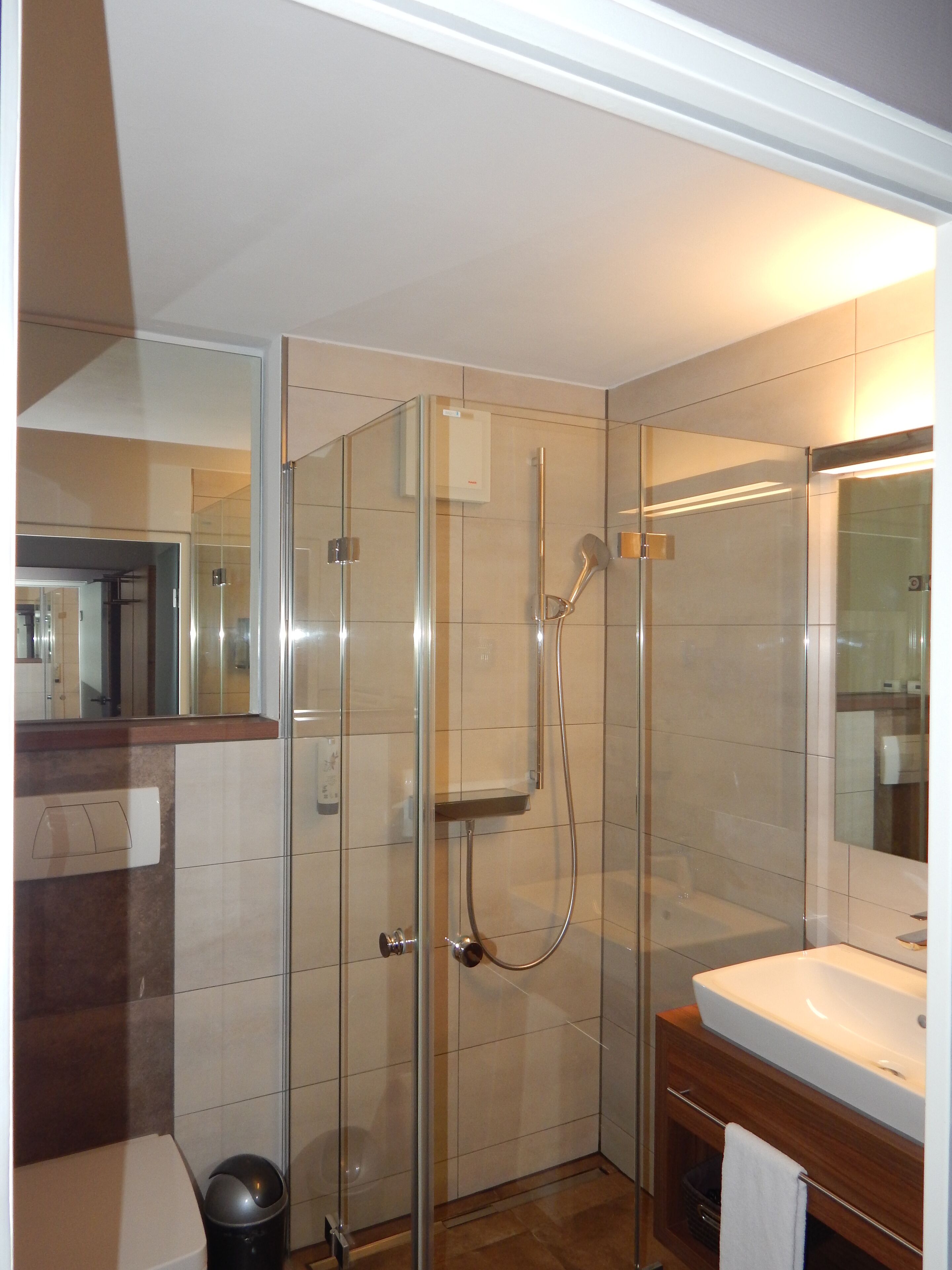 eco-friendly toiletries, hair dryer, towels, soap