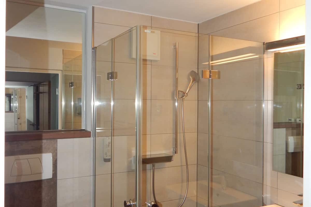 eco-friendly toiletries, hair dryer, towels, soap