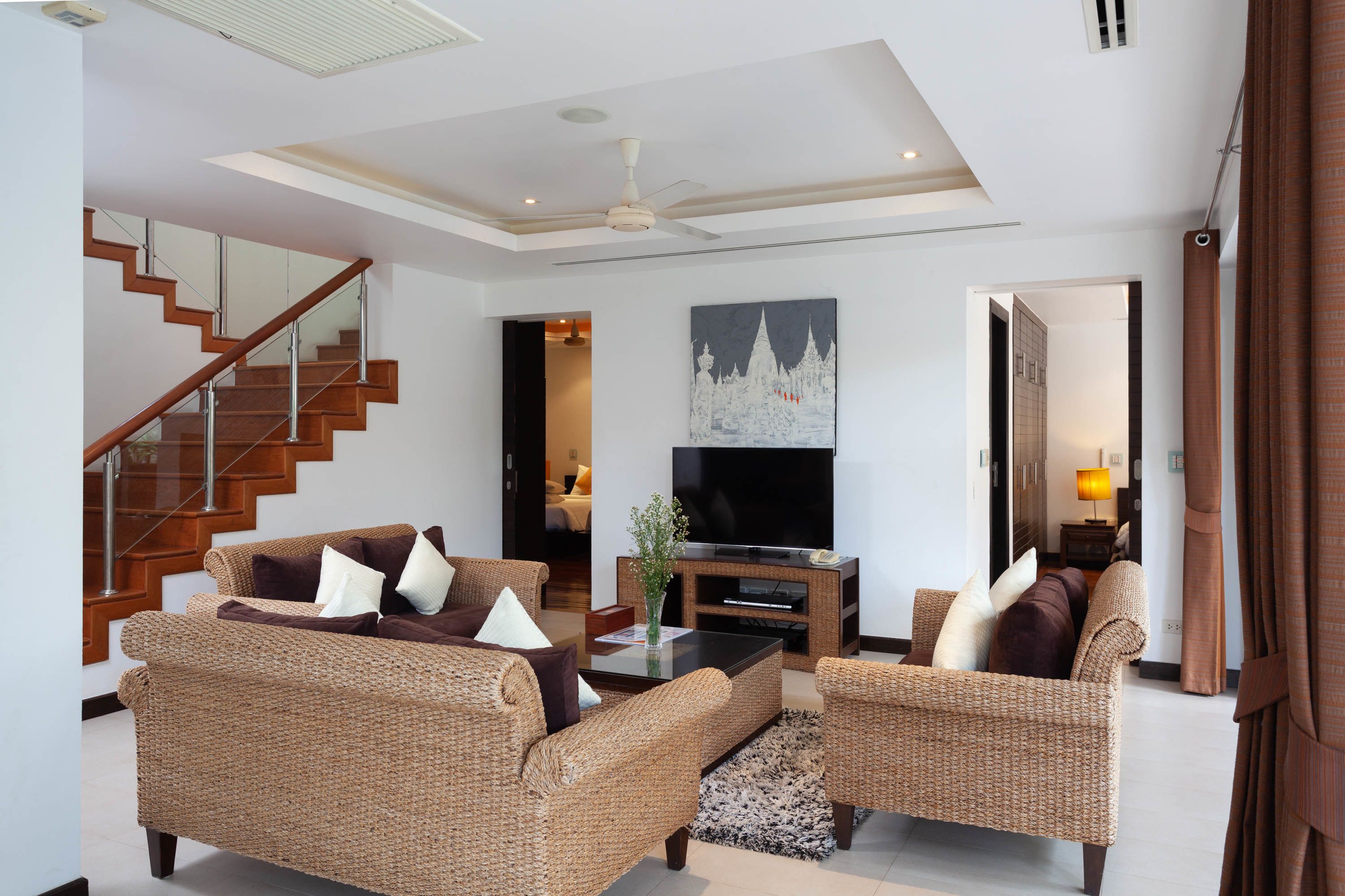 duplex, 3 bedrooms, private pool | living area | plasma tv, dvd player