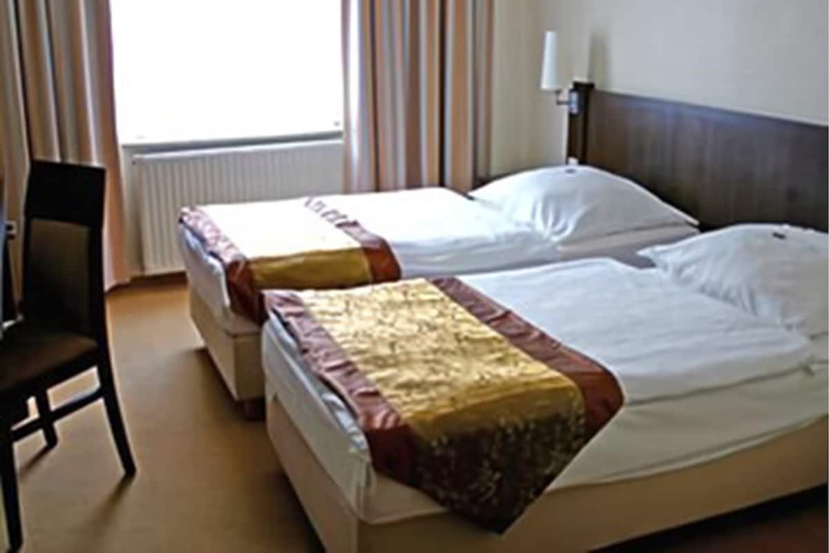 Een minibar, een bureau, een strijkplank/strijkijzer, extra bedden