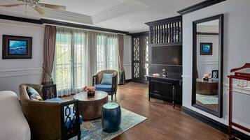 Grand Suite, Pool View | Living area | 43-inch Smart TV with digital channels, TV