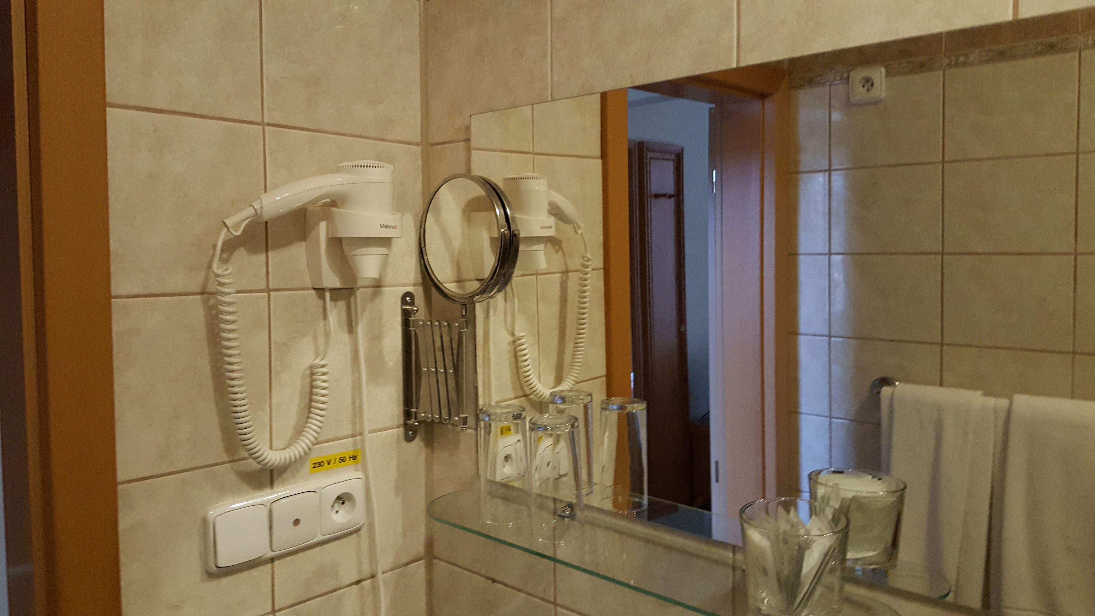 free toiletries, hair dryer, towels, soap