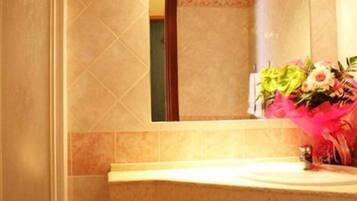 Shower, free toiletries, hair dryer, bidet