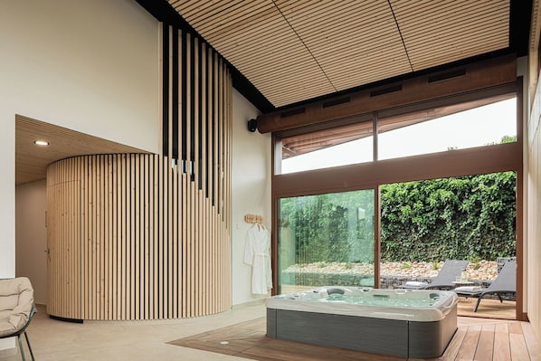 Sauna, hot tub, body treatments, prenatal massages, sports massages