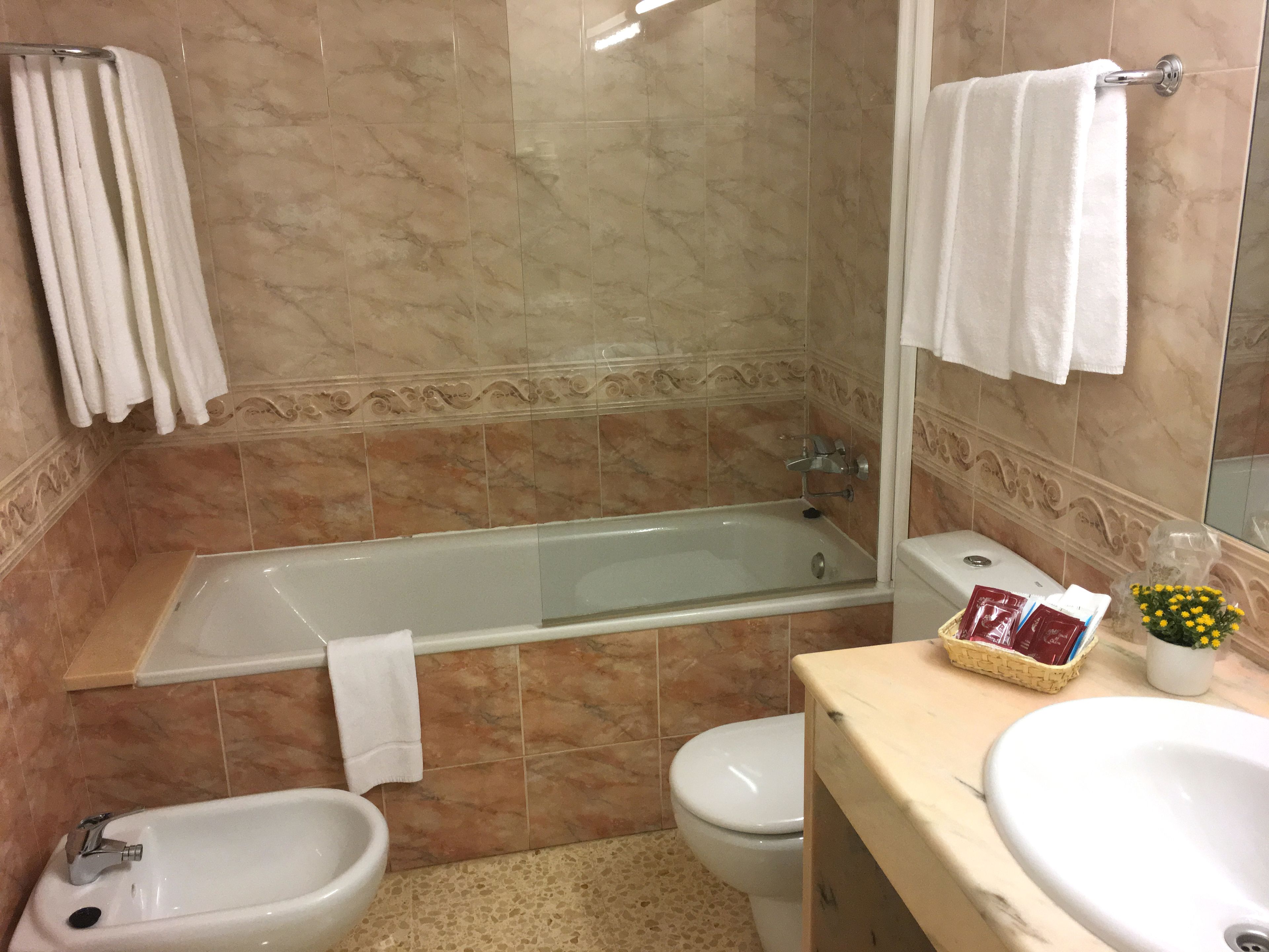 double or twin room | bathroom | shower, free toiletries, hair dryer, towels