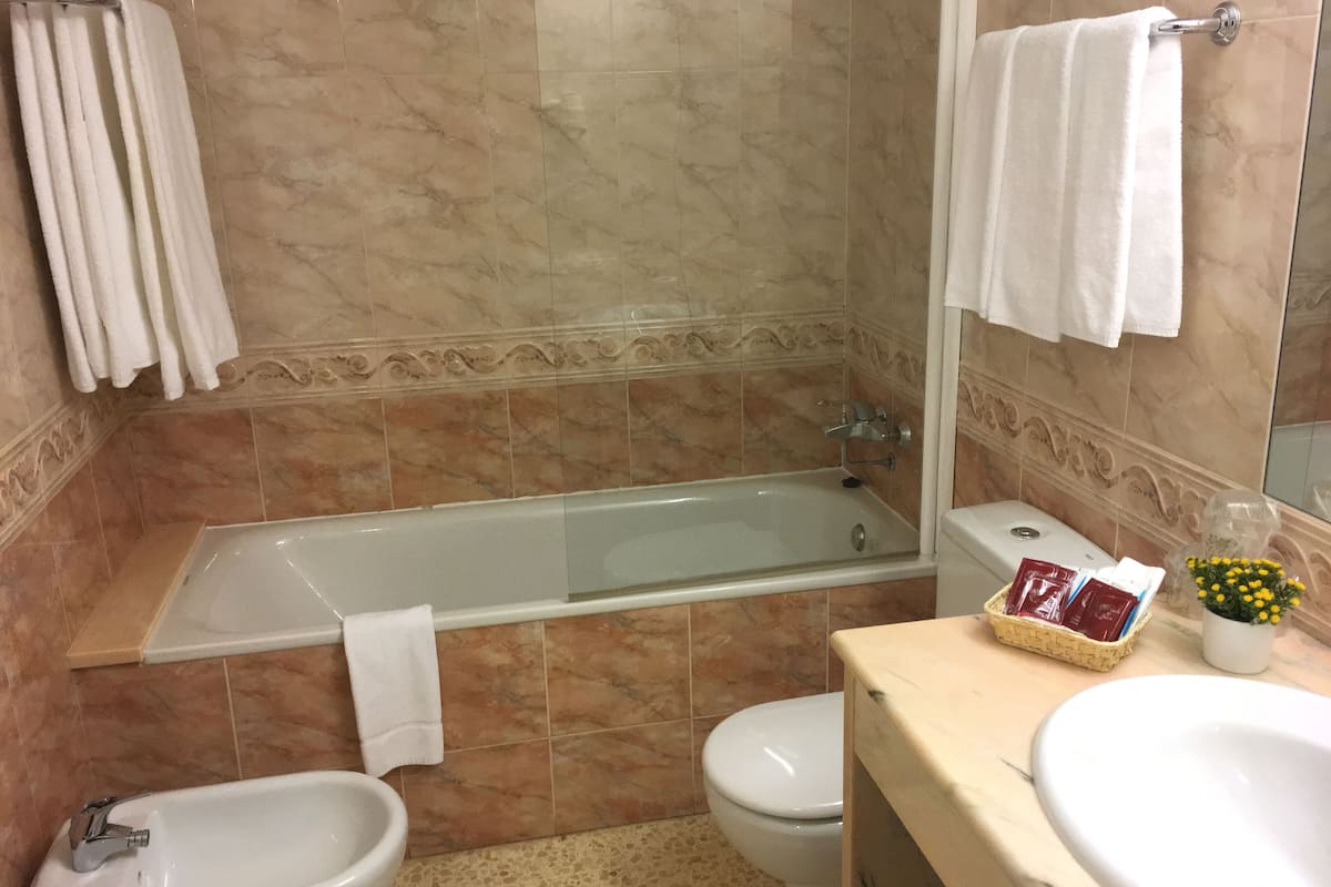 double or twin room | bathroom | shower, free toiletries, hair dryer, towels