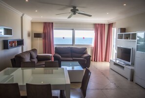 20-inch flat-screen TV with cable channels, TV